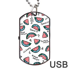 Illustration Watermelon Fruit Sweet Slicee Dog Tag Usb Flash (one Side) by Sudhe