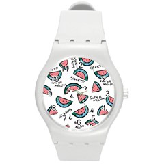 Illustration Watermelon Fruit Sweet Slicee Round Plastic Sport Watch (m) by Sudhe