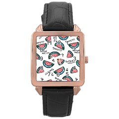 Illustration Watermelon Fruit Sweet Slicee Rose Gold Leather Watch  by Sudhe