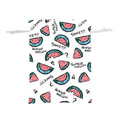 Illustration Watermelon Fruit Sweet Slicee Lightweight Drawstring Pouch (l) by Sudhe