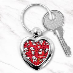 Rabbit Background Cartoon Key Chain (heart) by Sudhe