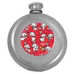 Rabbit Background Cartoon Round Hip Flask (5 Oz) by Sudhe