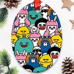 Illustration Animals Cartoon Background Pattern Ornament (oval)