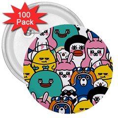 Illustration Animals Cartoon Background Pattern 3  Buttons (100 Pack)  by Sudhe