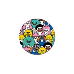 Illustration Animals Cartoon Background Pattern Golf Ball Marker by Sudhe