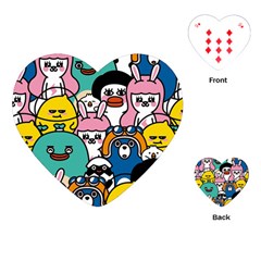 Illustration Animals Cartoon Background Pattern Playing Cards Single Design (heart)