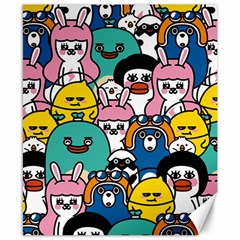 Illustration Animals Cartoon Background Pattern Canvas 8  X 10  by Sudhe