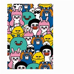 Illustration Animals Cartoon Background Pattern Large Garden Flag (two Sides) by Sudhe