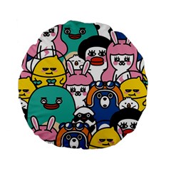 Illustration Animals Cartoon Background Pattern Standard 15  Premium Round Cushions by Sudhe