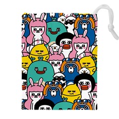 Illustration Animals Cartoon Background Pattern Drawstring Pouch (5xl) by Sudhe