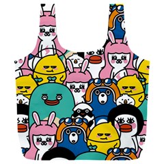 Illustration Animals Cartoon Background Pattern Full Print Recycle Bag (xxl) by Sudhe