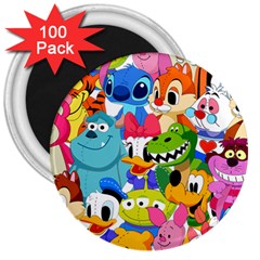 Illustration Cartoon Character Animal Cute 3  Magnets (100 Pack) by Sudhe