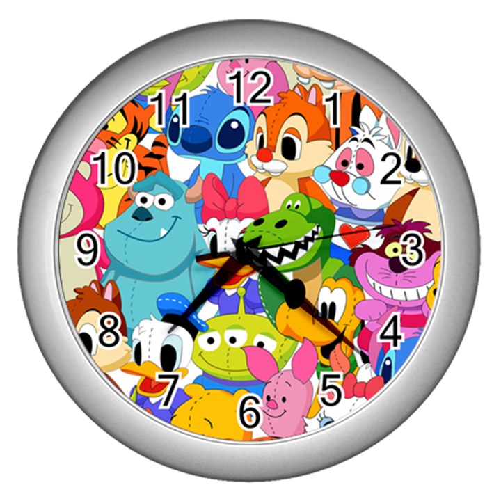 Illustration Cartoon Character Animal Cute Wall Clock (Silver)