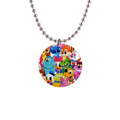 Illustration Cartoon Character Animal Cute 1  Button Necklace by Sudhe