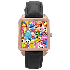 Illustration Cartoon Character Animal Cute Rose Gold Leather Watch  by Sudhe