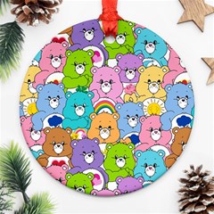 Care Bears Bear Background Cartoon Round Ornament (two Sides)