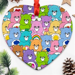 Care Bears Bear Background Cartoon Heart Ornament (two Sides)