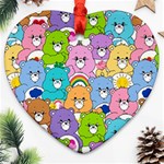 Care Bears Bear Background Cartoon Heart Ornament (Two Sides) Front