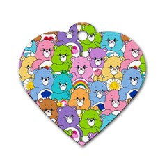 Care Bears Bear Background Cartoon Dog Tag Heart (one Side) by Sudhe