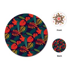 Leaves Pattern Wallpaper Seamless Playing Cards Single Design (round)