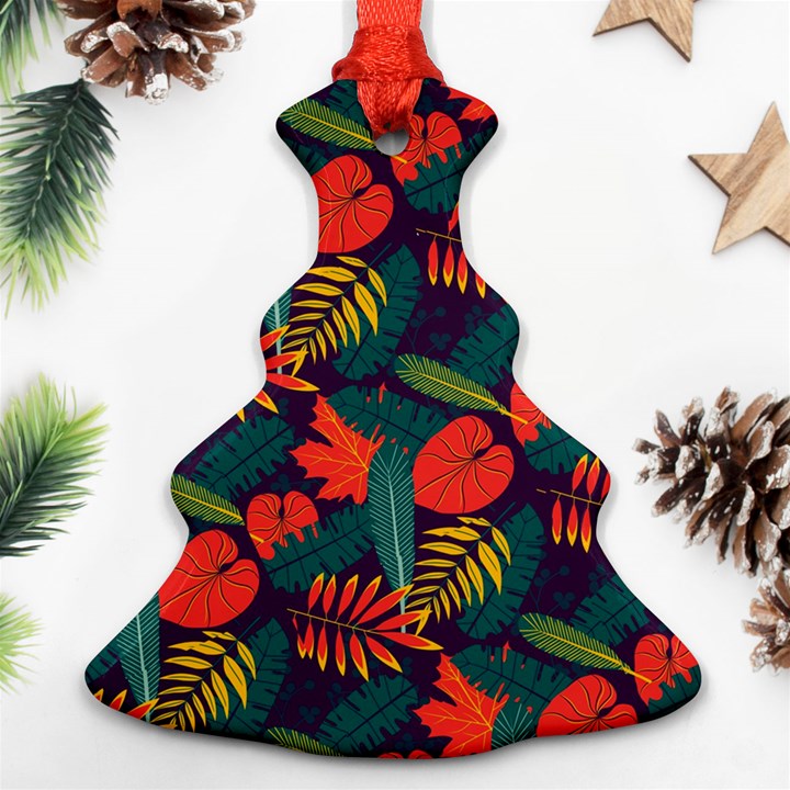 Leaves Pattern Wallpaper Seamless Christmas Tree Ornament (Two Sides)