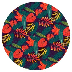 Leaves Pattern Wallpaper Seamless Round Trivet by Sudhe