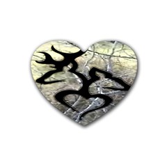 Black Love Browning Deer Camo Rubber Heart Coaster (4 Pack) by Jancukart