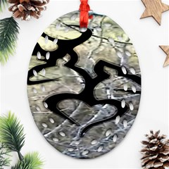 Black Love Browning Deer Camo Oval Filigree Ornament (two Sides)