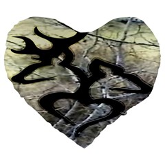 Black Love Browning Deer Camo Large 19  Premium Heart Shape Cushions by Jancukart