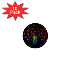 Beautiful Peacock Feather 1  Mini Buttons (10 Pack) 