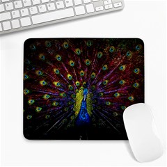 Beautiful Peacock Feather Large Mousepads