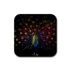 Beautiful Peacock Feather Rubber Coaster (square) by Jancukart