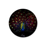 Beautiful Peacock Feather Rubber Round Coaster (4 pack) Front