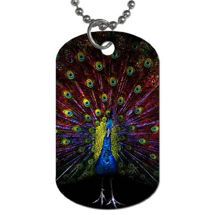 Beautiful Peacock Feather Dog Tag (One Side)