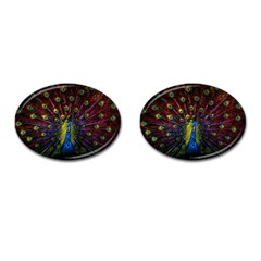 Beautiful Peacock Feather Cufflinks (oval) by Jancukart