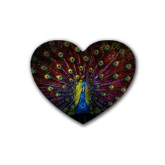 Beautiful Peacock Feather Rubber Heart Coaster (4 Pack) by Jancukart