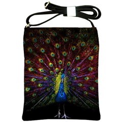 Beautiful Peacock Feather Shoulder Sling Bag by Jancukart