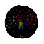 Beautiful Peacock Feather Standard 15  Premium Flano Round Cushions Front