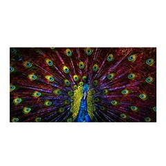 Beautiful Peacock Feather Satin Wrap 35  X 70  by Jancukart