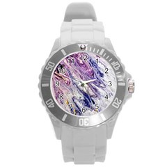 Marble Pattern Texture Round Plastic Sport Watch (l)