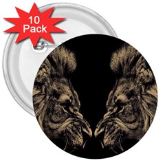 Animalsangry Male Lions Conflict 3  Buttons (10 Pack)  by Jancukart