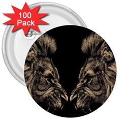 Animalsangry Male Lions Conflict 3  Buttons (100 Pack) 