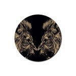 Animalsangry Male Lions Conflict Rubber Coaster (Round) Front