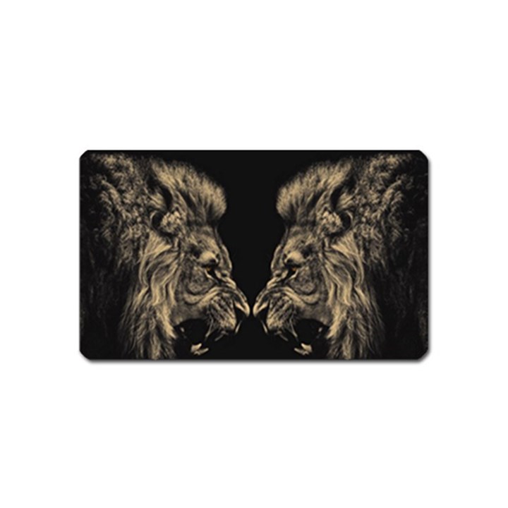 Animalsangry Male Lions Conflict Magnet (Name Card)