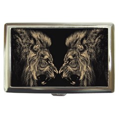 Animalsangry Male Lions Conflict Cigarette Money Case by Jancukart