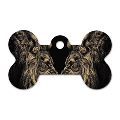 Animalsangry Male Lions Conflict Dog Tag Bone (two Sides)