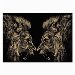 Animalsangry Male Lions Conflict Large Glasses Cloth by Jancukart