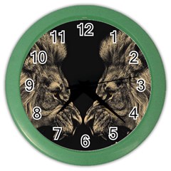 Animalsangry Male Lions Conflict Color Wall Clock