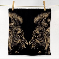 Animalsangry Male Lions Conflict Face Towel