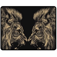 Animalsangry Male Lions Conflict Fleece Blanket (medium) 